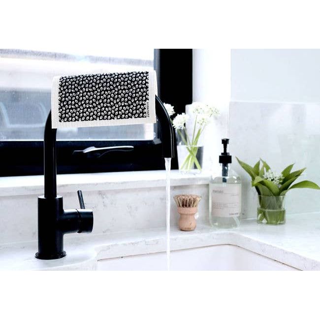 Swedish Dishcloth - Mini Leaves - Black