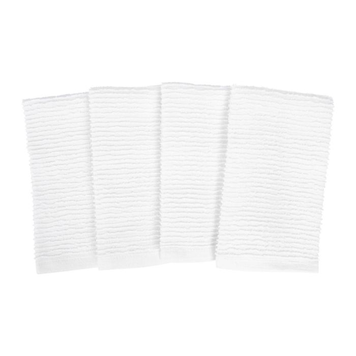 White Cotton Bar Mop Kitchen Towels, Set of 4