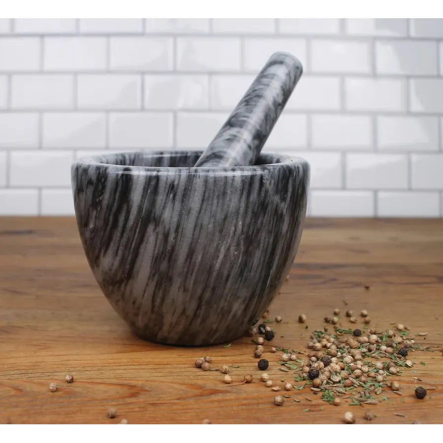 Gray Marble Mortar & Pestle