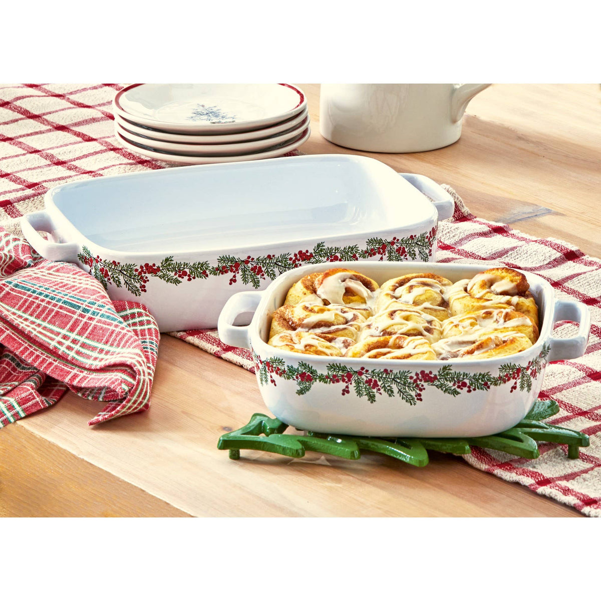 Farmhouse Rectangular Baker Multi Stoneware Christmas