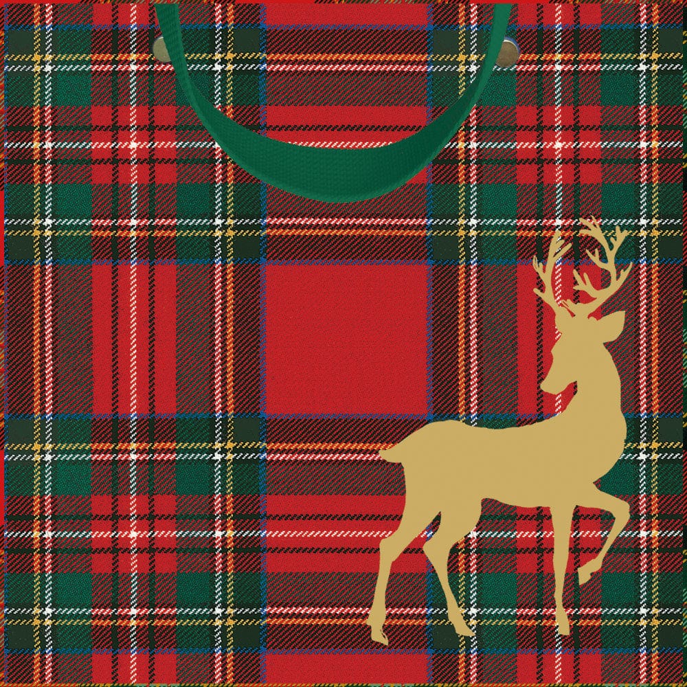 Royal Plaid Reindeer Medium Gift Bag