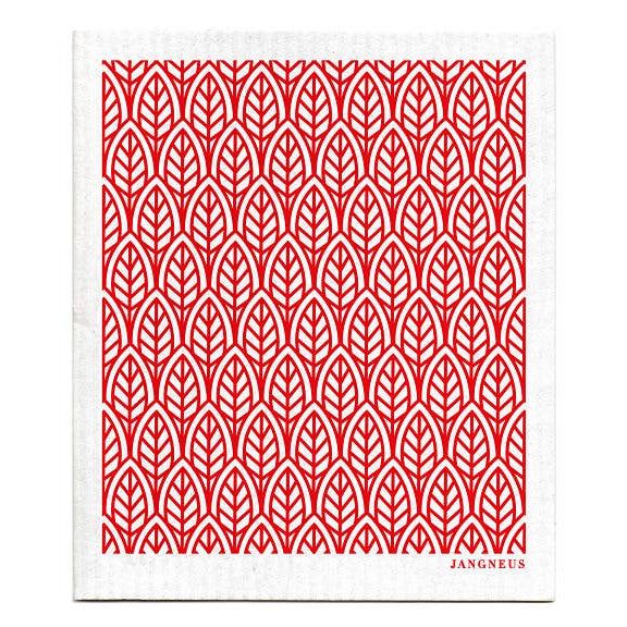 Swedish Dishcloth - Leaves - Red