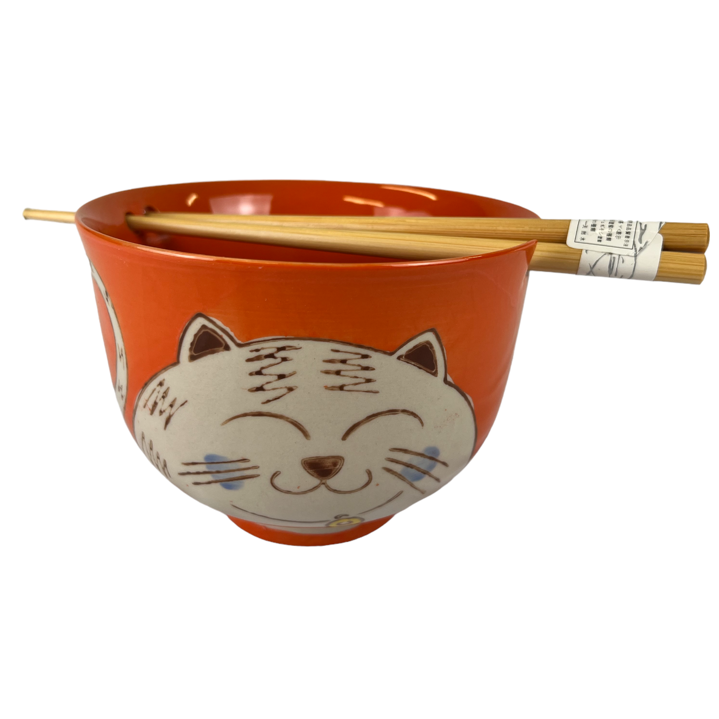 Chubby Cat Donburi Bowl With Chopsticks Set
