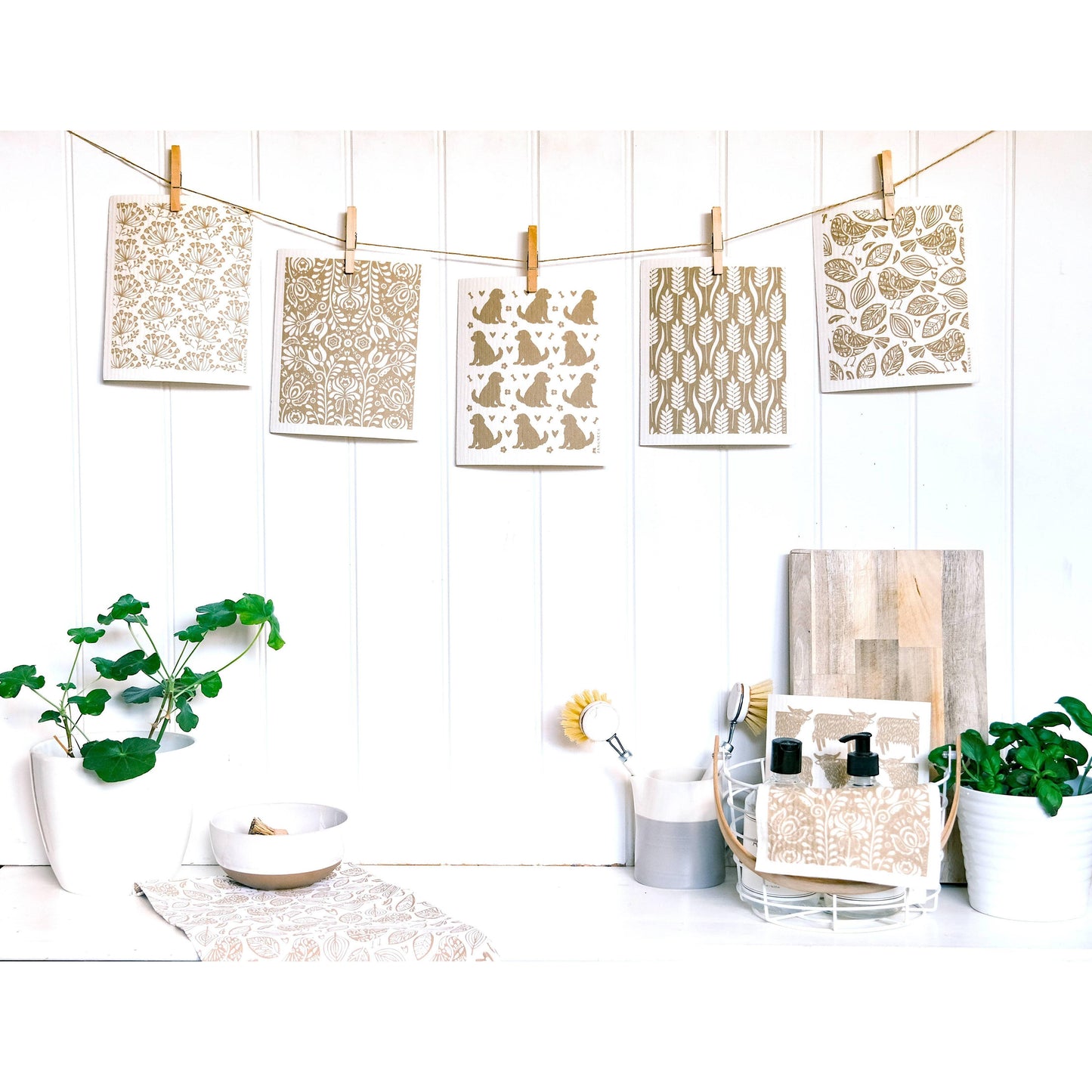 Swedish Dishcloth - Doodle Dog - Sand