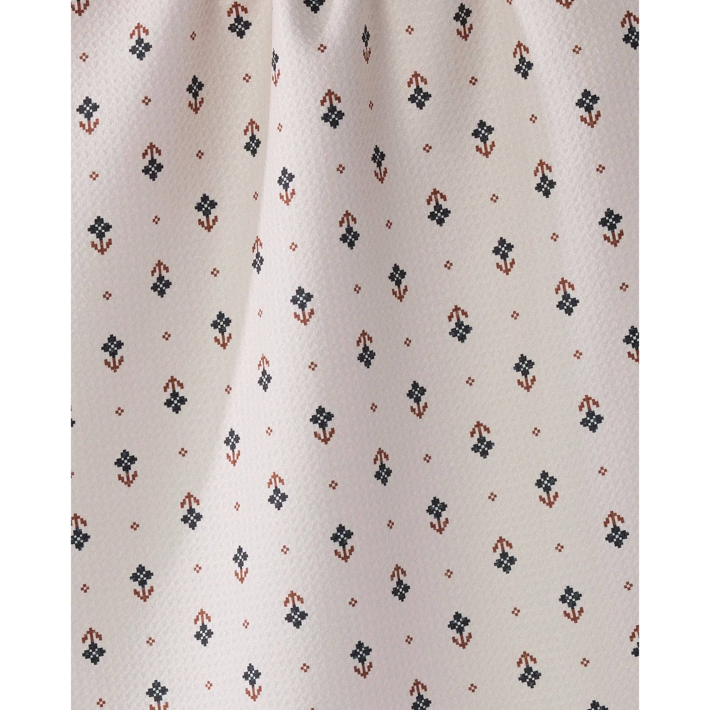 Folk Pixel White Geometry Tea Towel