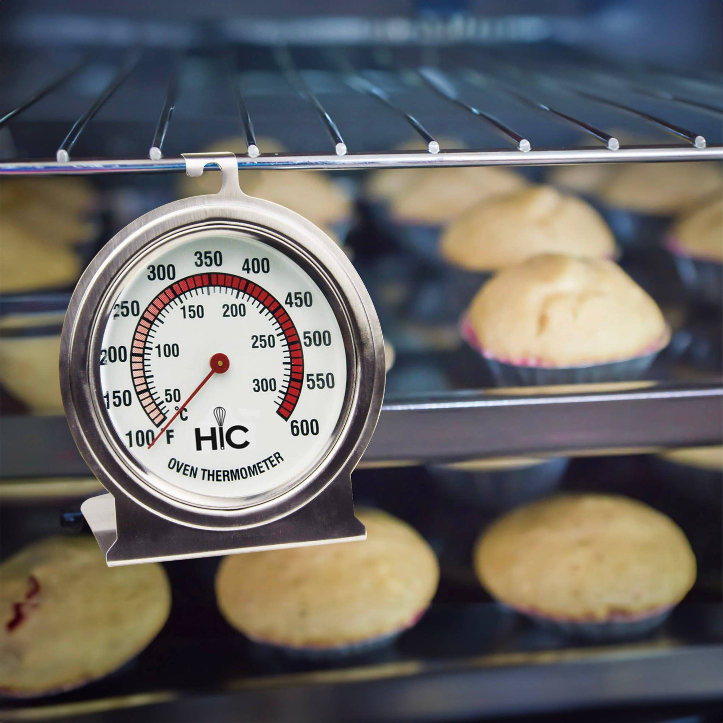HIC Kitchen Roasting Oven Thermometer, Easy-Read Face, Large 2.5-in