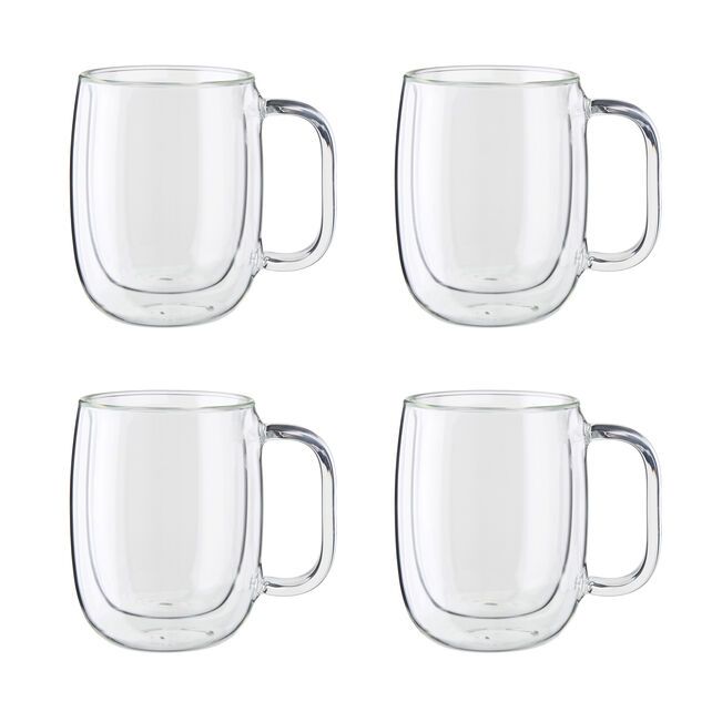 Glass Coffee Mugs, Set of 4, 12oz