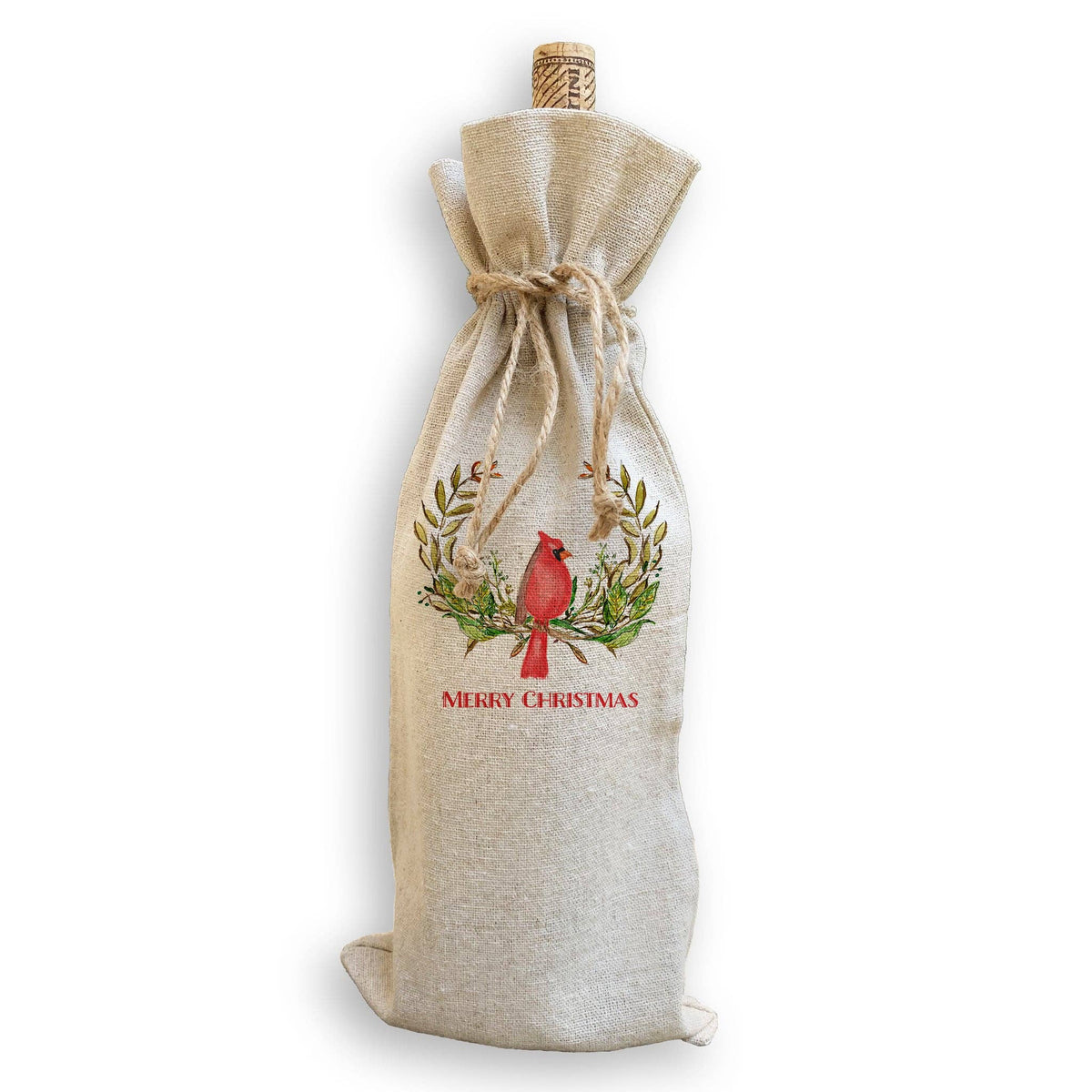 Cardinal Christmas Wine Gift Bag
