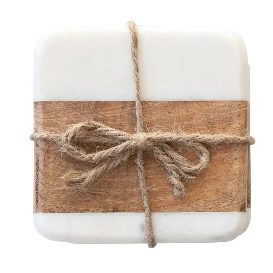 4" Square Marble & Mango CREATIVE CO-OP