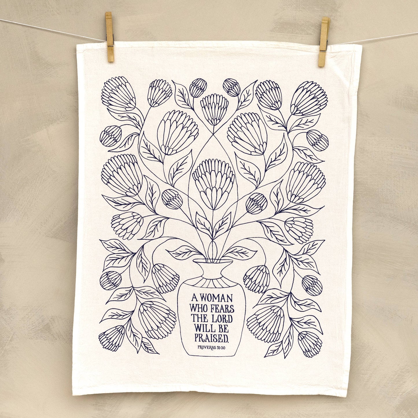 A Woman Who Fears the Lord Scripture Tea Towel