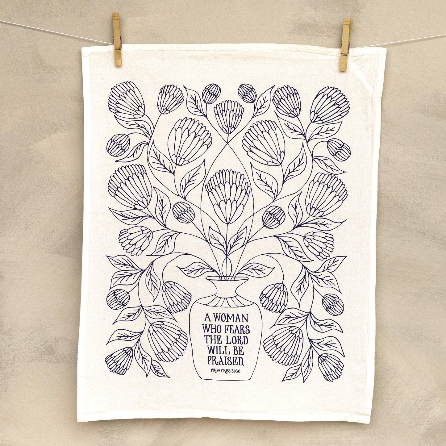 A Woman Who Fears the Lord Scripture Tea Towel