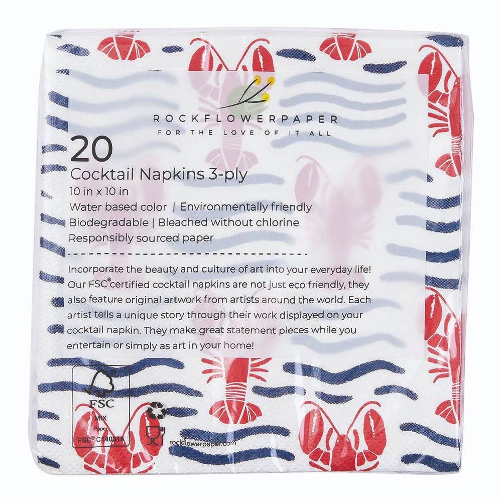 Lobster Waves Paper Cocktail Napkins (Pack of 25)