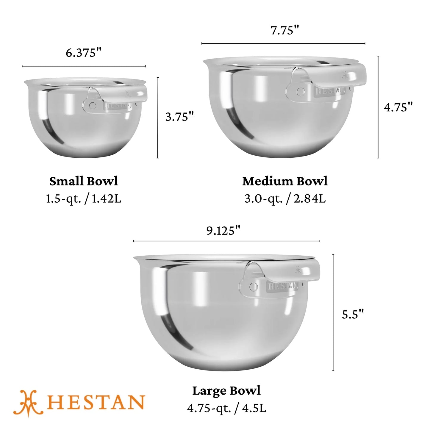 Hestan Stainless Steel Mixing Bowl Set, 3-Piece