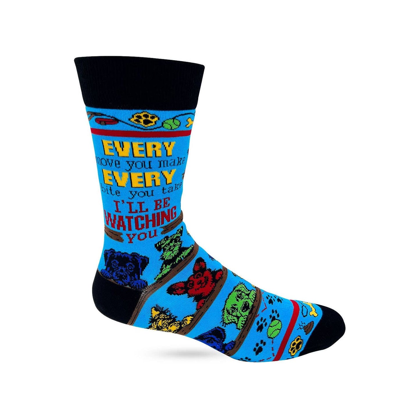 Every Move You Make, Every Bite You Take I'll Be Watching You Men's Novelty Crew Socks