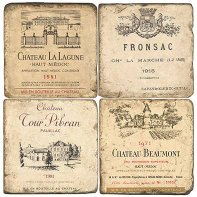 French Wine Tumbled Marble Coaster