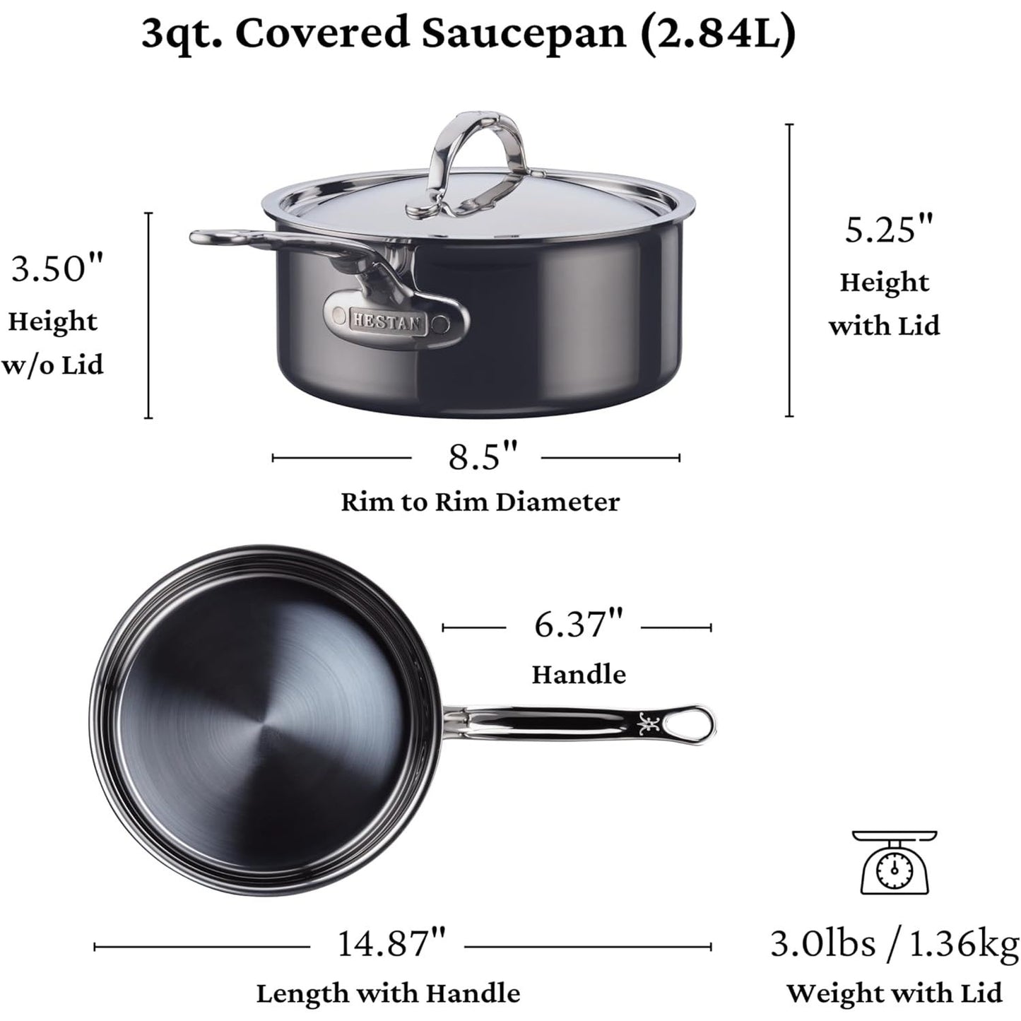 Nanobond Titanium Stainless Steel Sauce Pan, 3-Quart