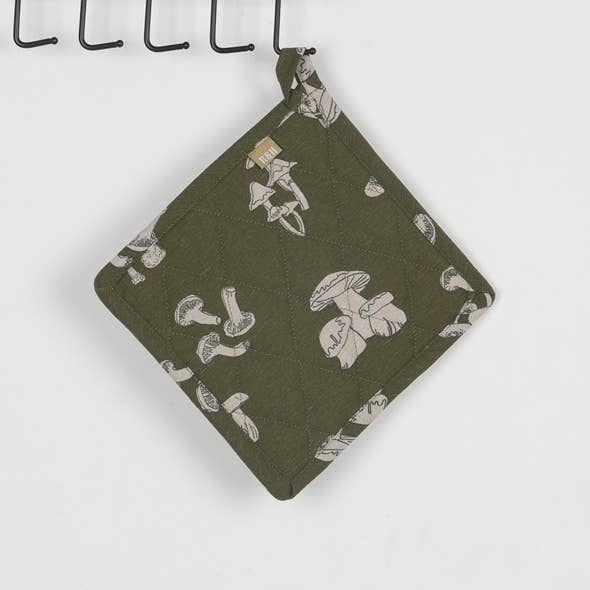 Pot Holder Trivets - Mushroom - Olive Green