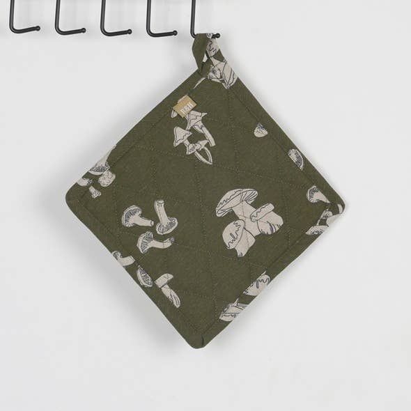 Pot Holder Trivets - Mushroom - Olive Green