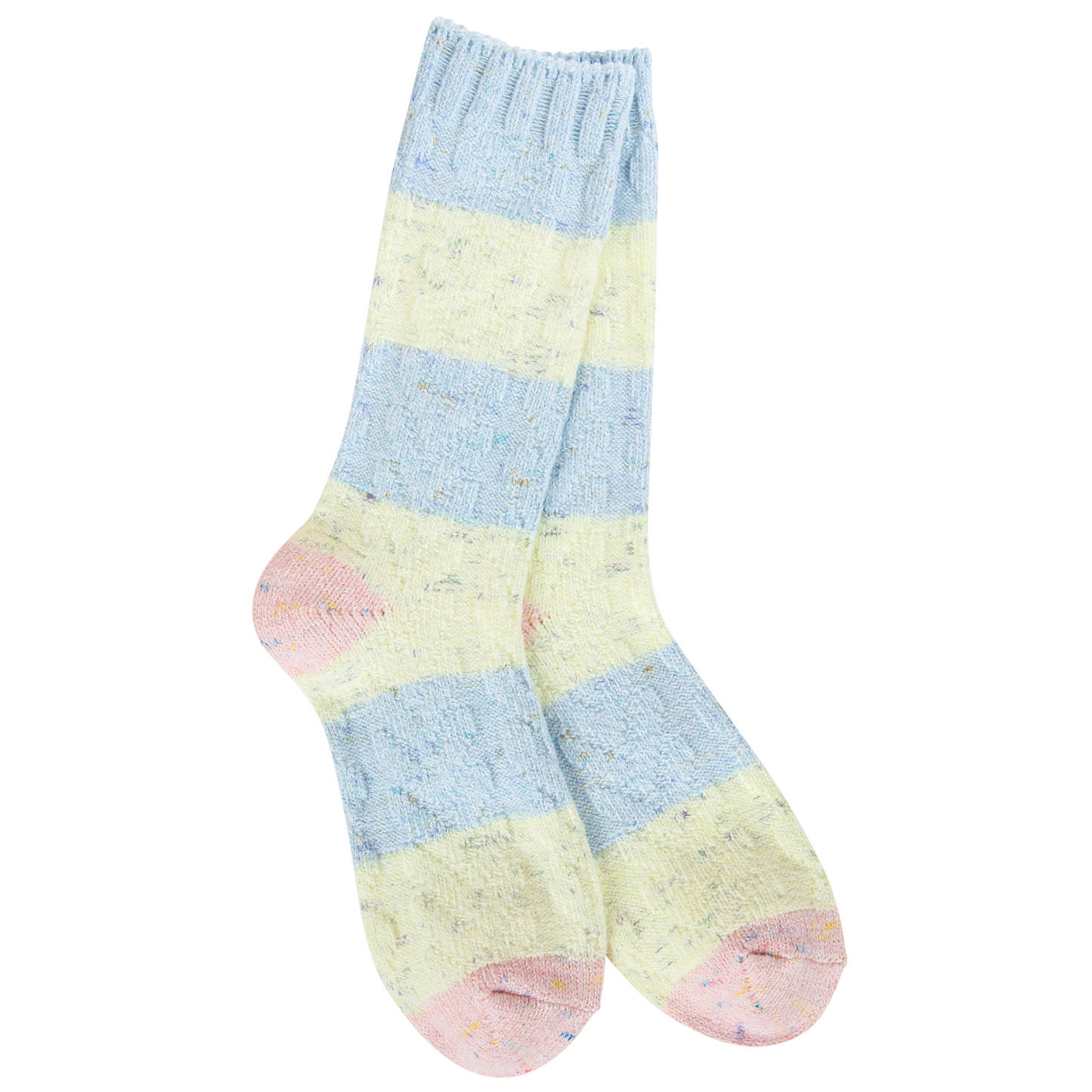 Light Weight Cable Crew Socks in Pastel Spring