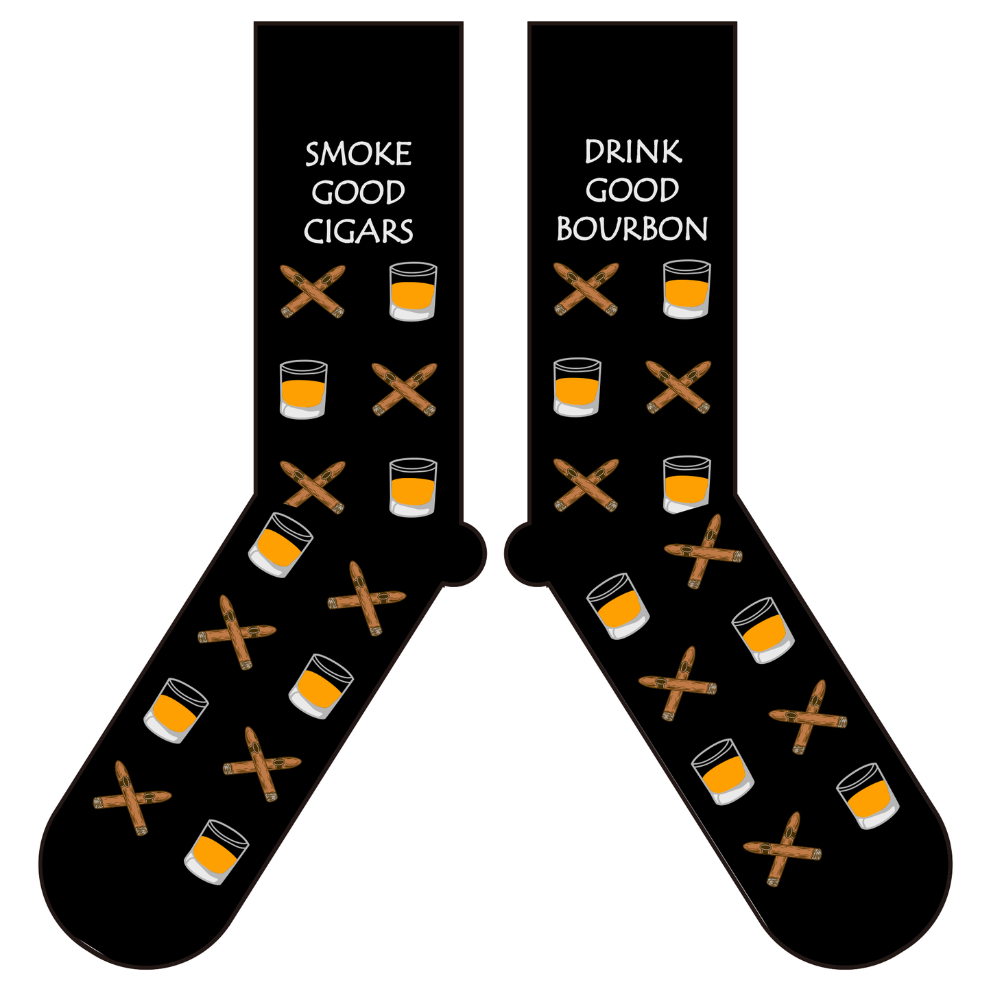 Drink Good Bourbon Smoke Good Cigars Fun Mens Socks