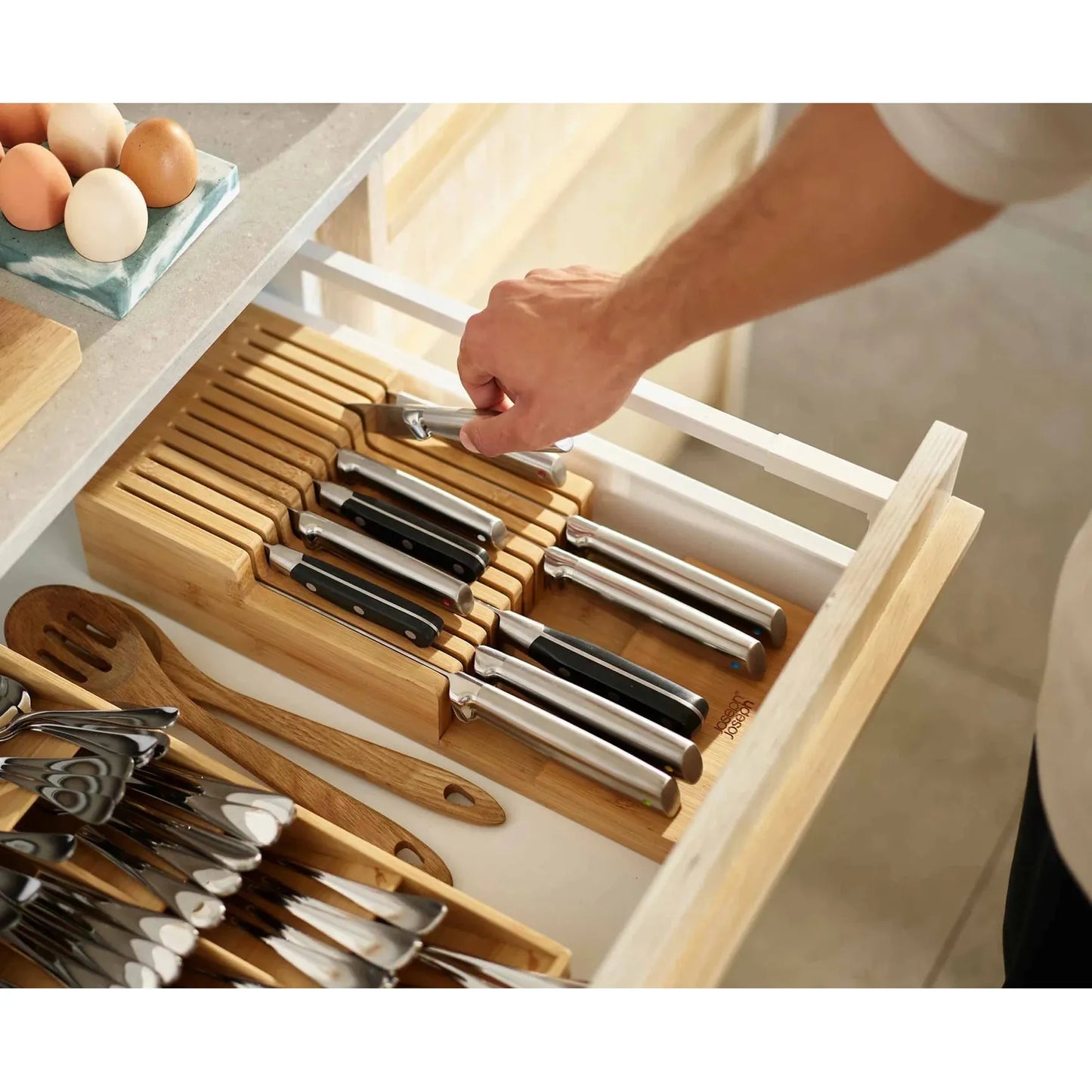 Bamboo In-Drawer 2-tier Knife Storage Storage & Organization Browns Kitchen