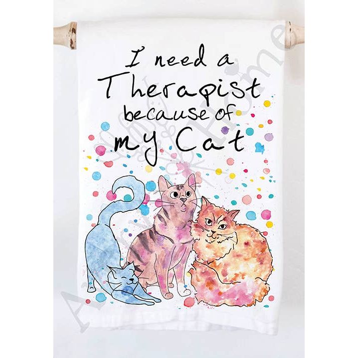 Cat Therapy Funny Kitchen Towel