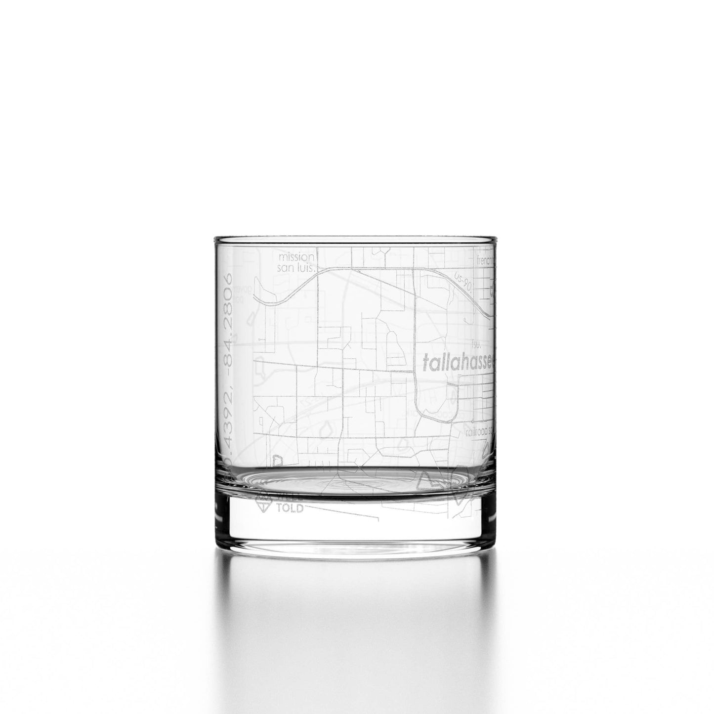 Tallahassee FL Map Rocks Whiskey Glass