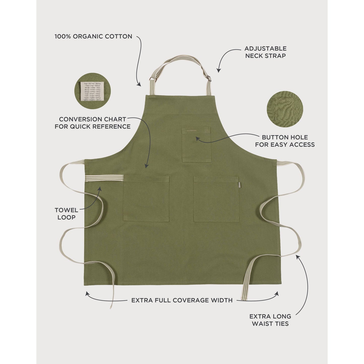 KAF Home Rooted Sustainable Chef's Apron - 32" x 30"
