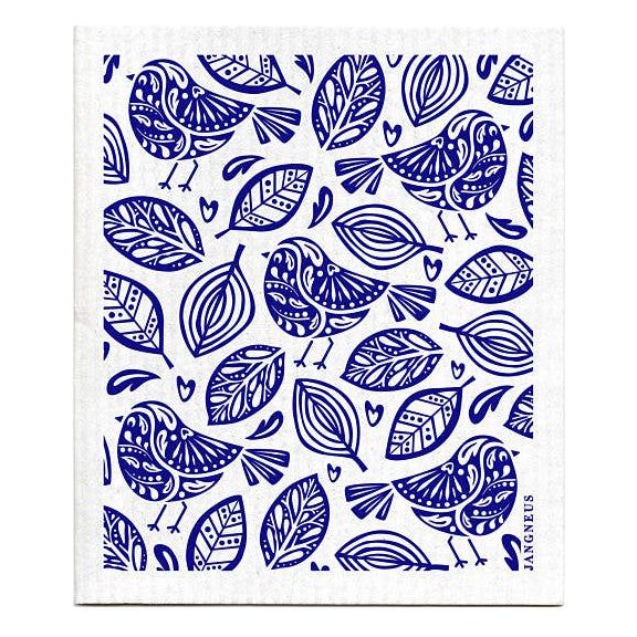 Swedish Dishcloth - Robins - Blue