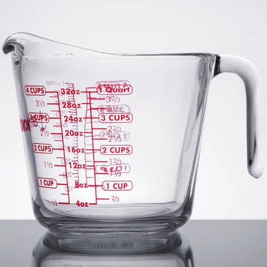 Anchor Hocking 32 oz. Clear Glass Measuring Cup WEBSTAURANT