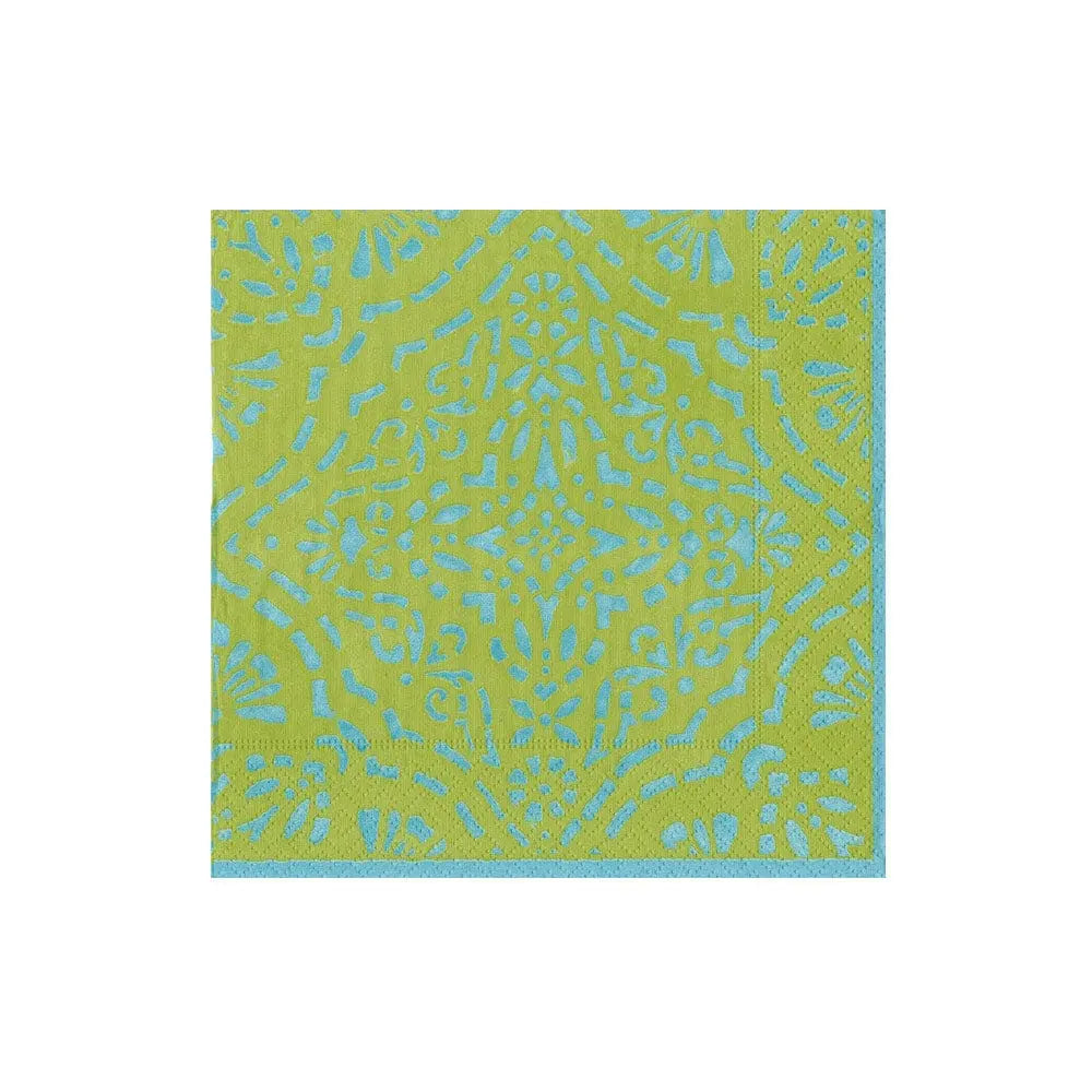 Annika Paper Cocktail Napkins in Green - 20 Per Pack Caspari