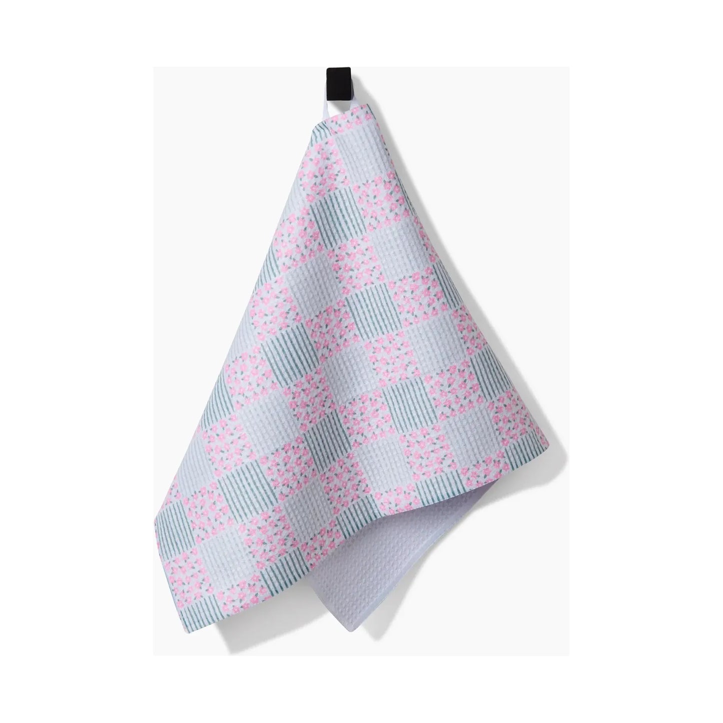 Mini Flowers and Stripes Check Pink and Green Geometry Bar Towel