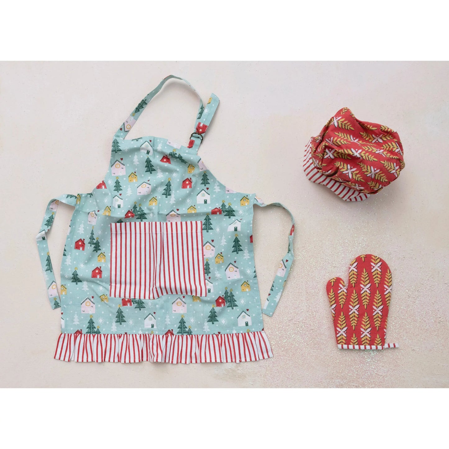 Child Apron, Chef Hat and Hot Mitt, Set of 3 CREATIVE CO-OP
