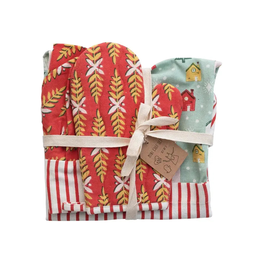 Child Apron, Chef Hat and Hot Mitt, Set of 3 CREATIVE CO-OP