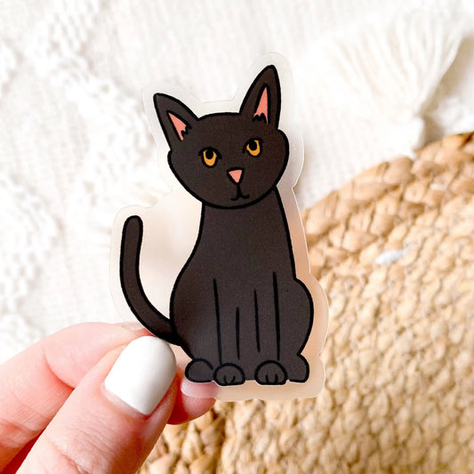 Clear Black Cat Sticker, 2.75x2 in.  Browns Kitchen