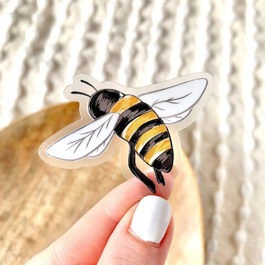 Clear Honey Bee Sticker 2x2.25in Elyse Breanne Design