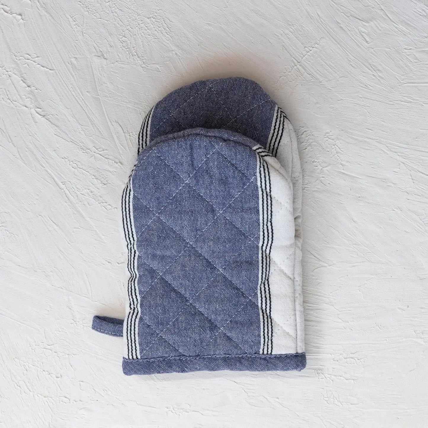 Cotton Oven Mitt w/ Stripes, Blue & White CREATIVE CO-OP