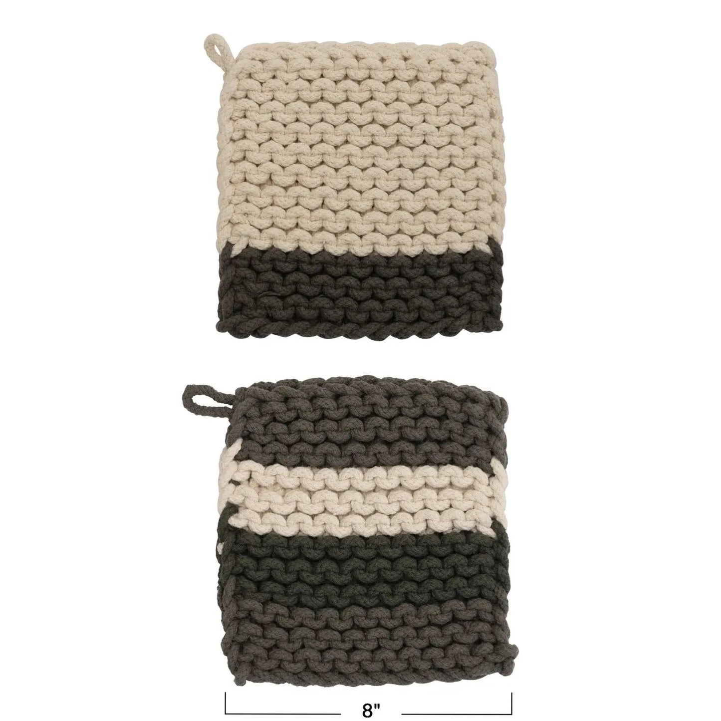 Crocheted Cotton Pot Holder - 8" Square CREATIVE CO-OP
