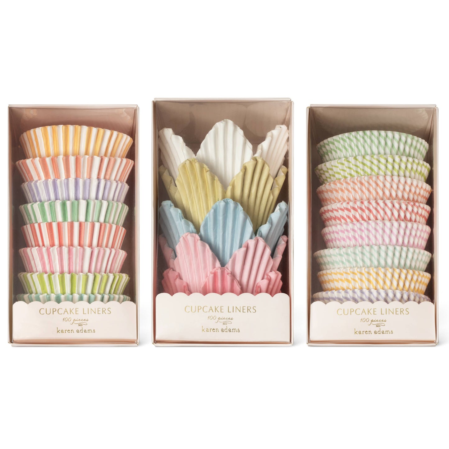 Cupcake Liners: Round Pastel Stripe Browns Kitchen