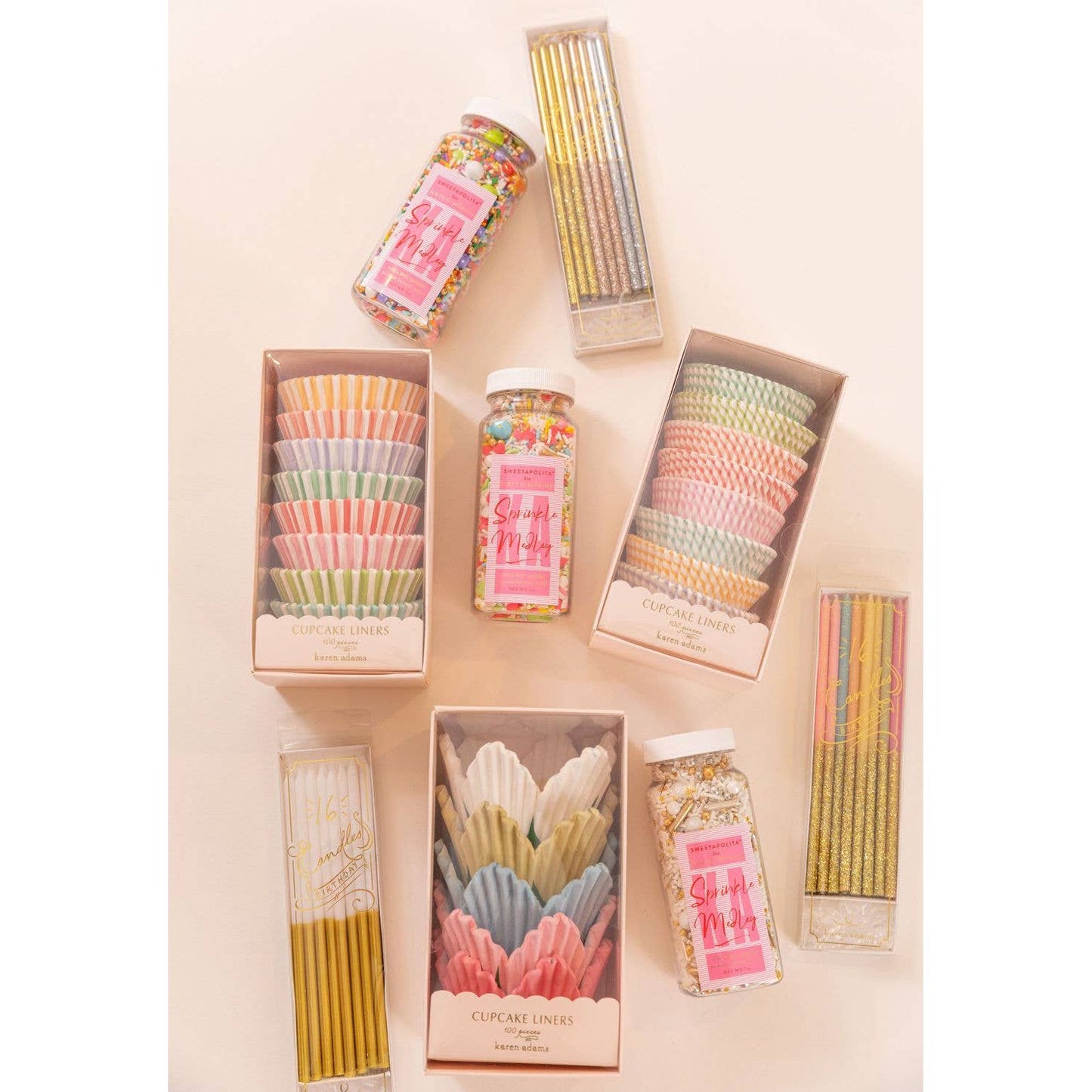 Cupcake Liners: Round Pastel Stripe Browns Kitchen