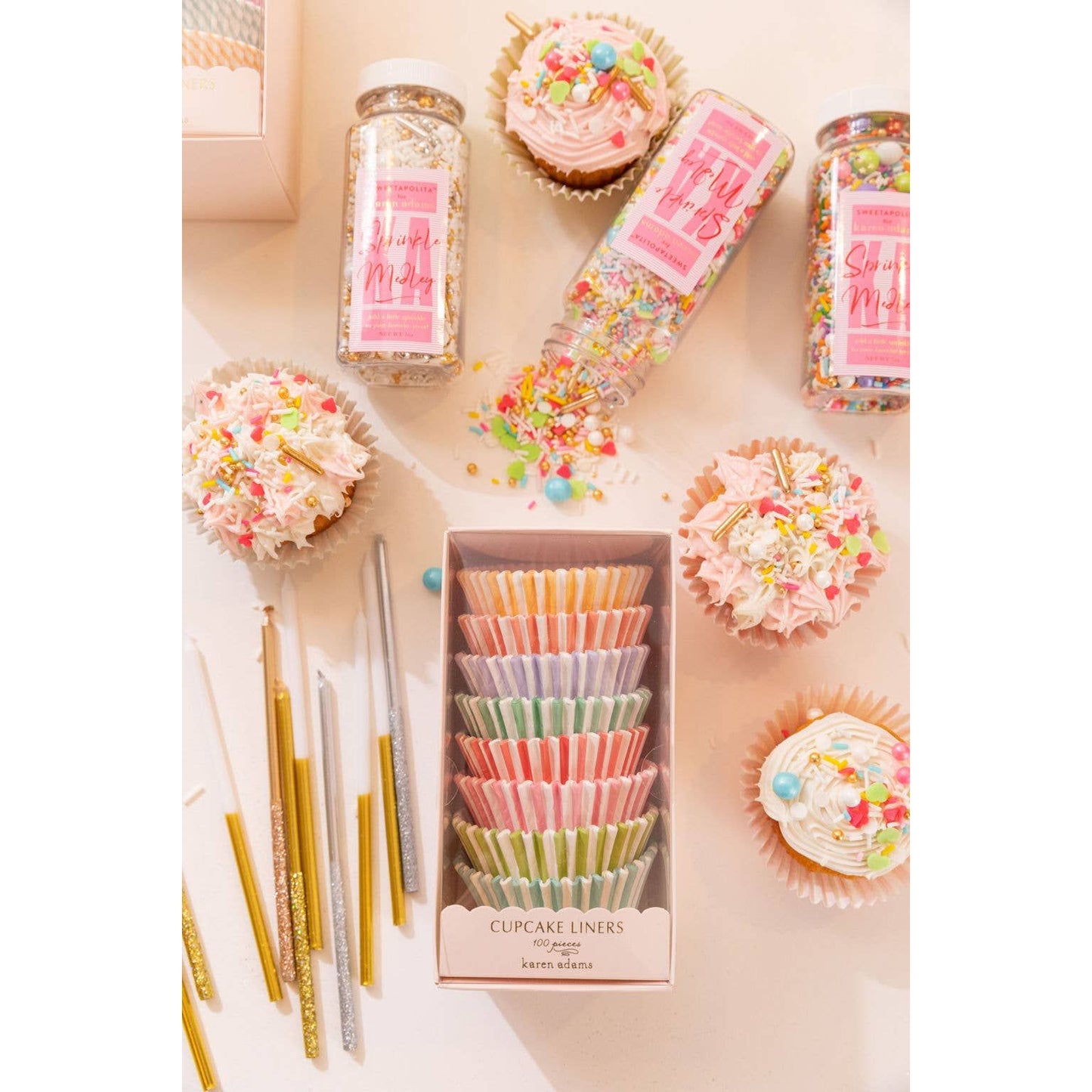 Cupcake Liners: Round Pastel Stripe Browns Kitchen