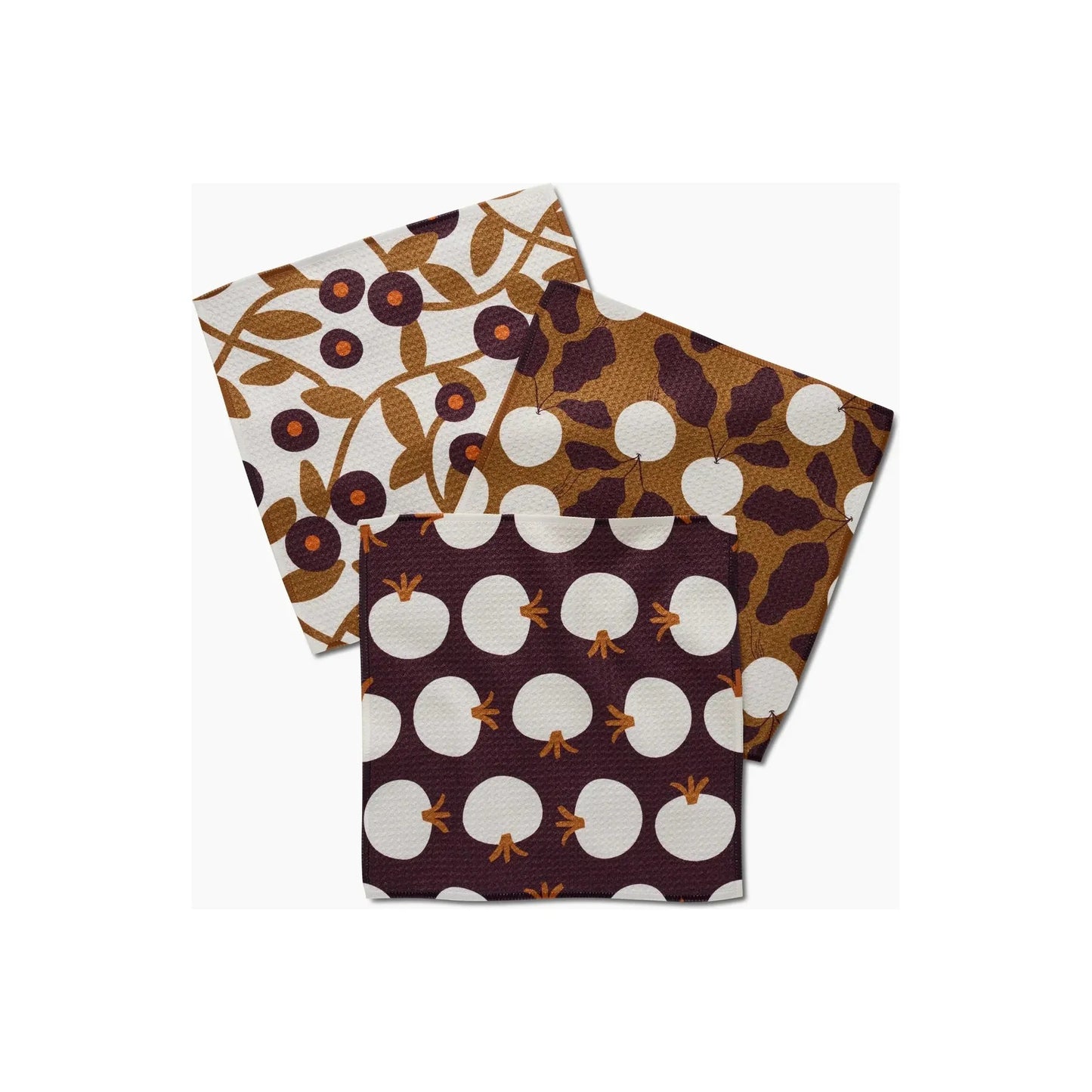 Bold Fall Geometry Dish Cloth Set of 3