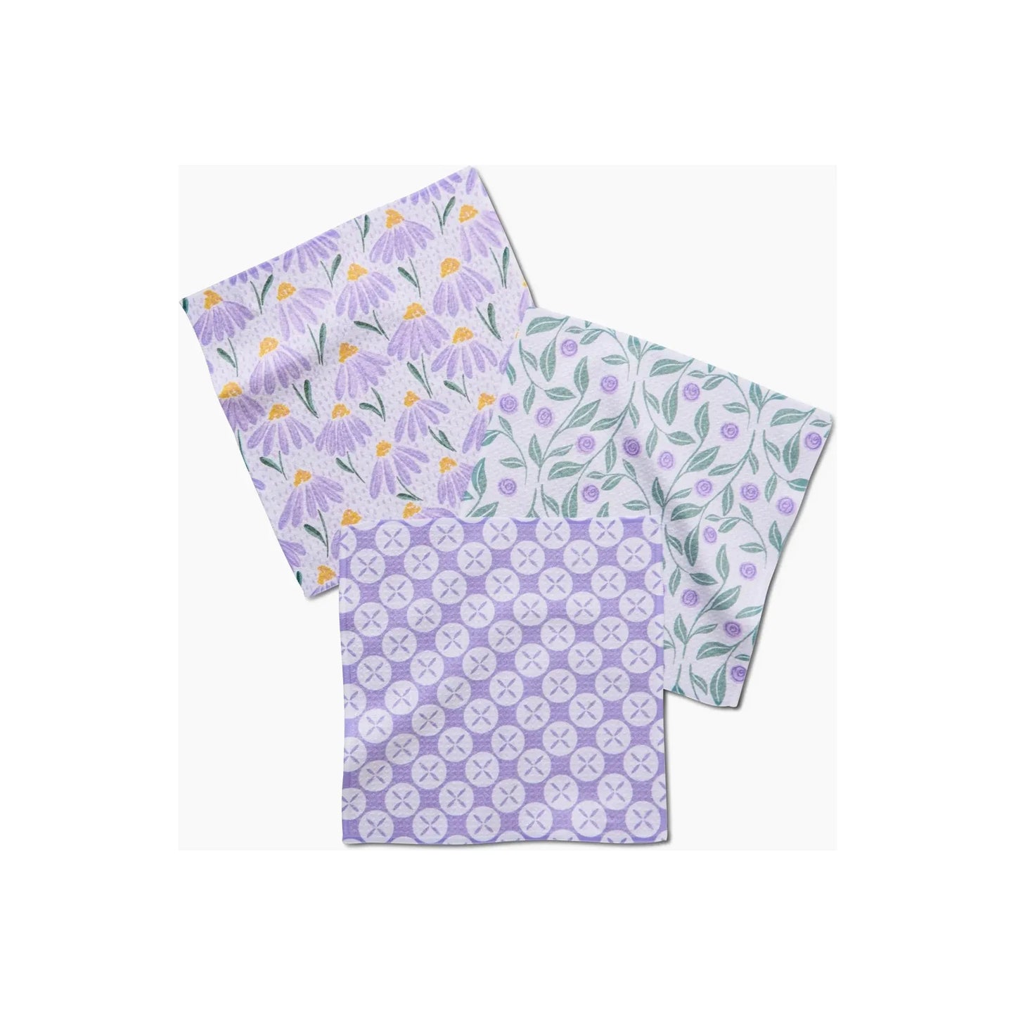 Button Vines and Daisies Geometry Dishcloth Set