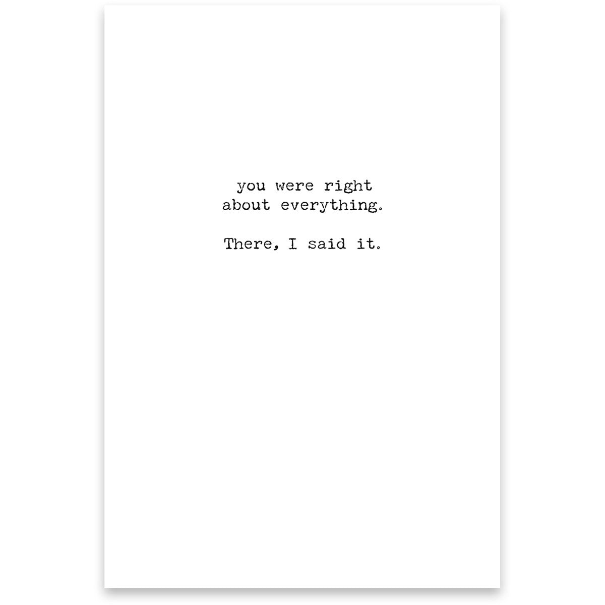 Dear Mom You Were Right Greeting Card - Browns Kitchen