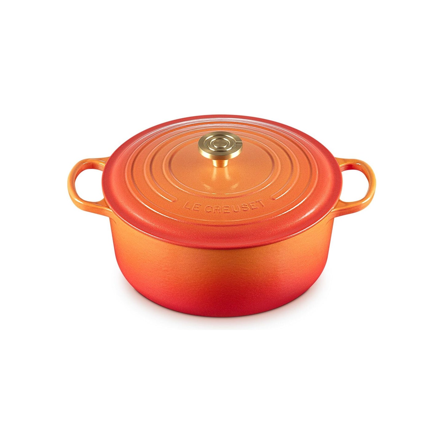 Le Creuset Signature Round Oven 7.25 Qt Flamme Doree Crucible Knob