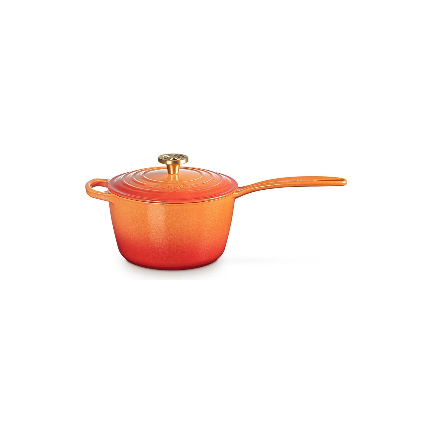 Le Creuset Signature Round Saucepan 2.25 Qt Flamme Doree Crucible Knob