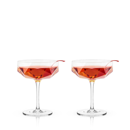 Faceted Crystal Coupes by Viski®  Browns Kitchen