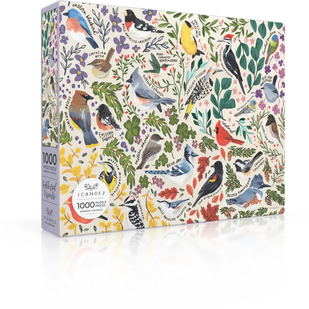 Feathered Friends - 1,000 Piece Bird Jigsaw Puzzle 1canoe2 | One Canoe Two Paper Co.