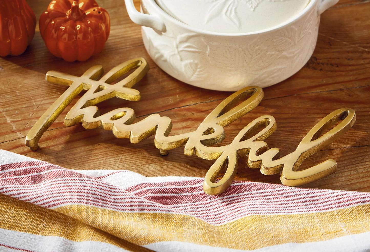 "Thankful" Gold Trivet