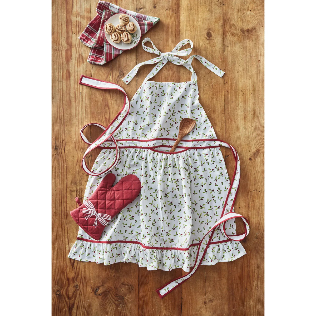 Winter Berries Ruffle Apron